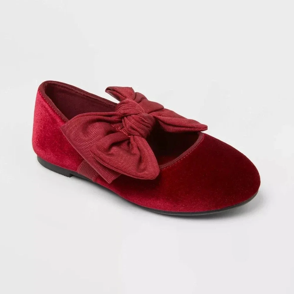 Toddler Girls Cat & Jack Chloe Mary Jane Flats Red Size 11T New With Tags